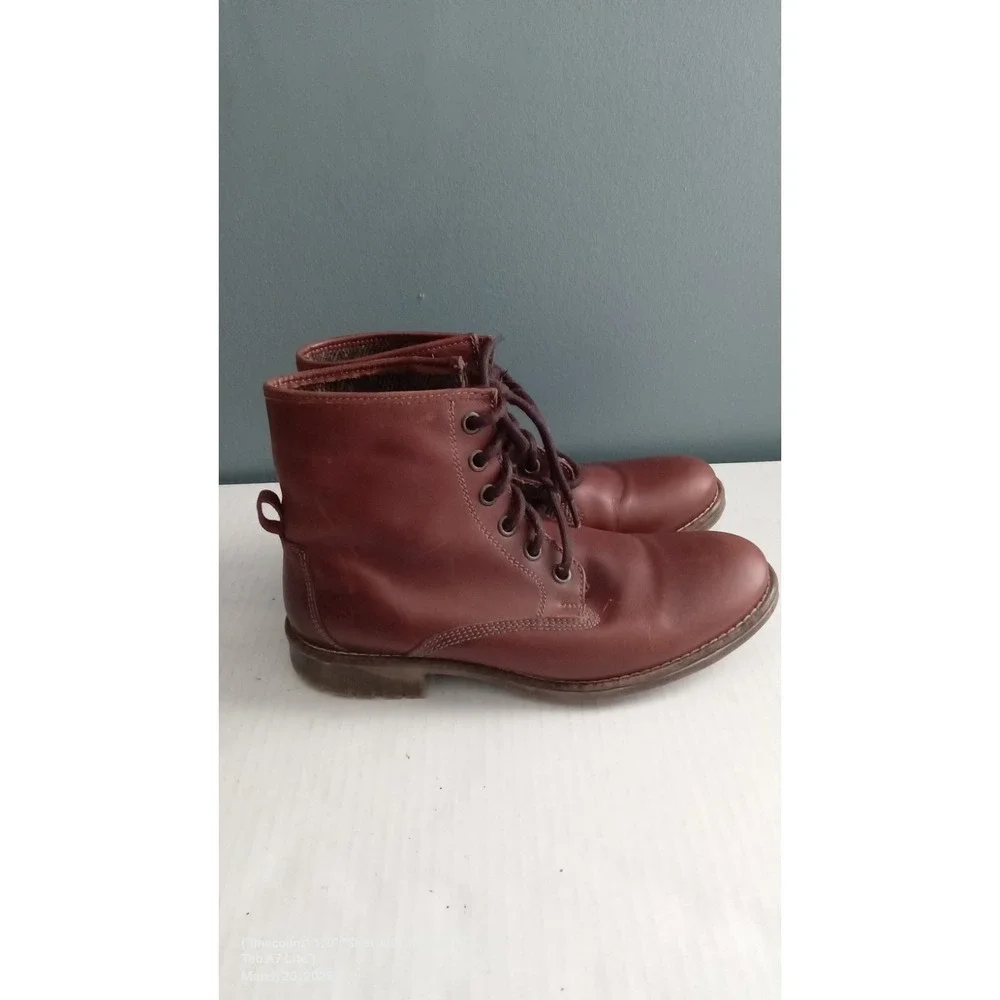 Leather Ankle‎ Boots Brown Lace Up Casual Comfortable Shoes
